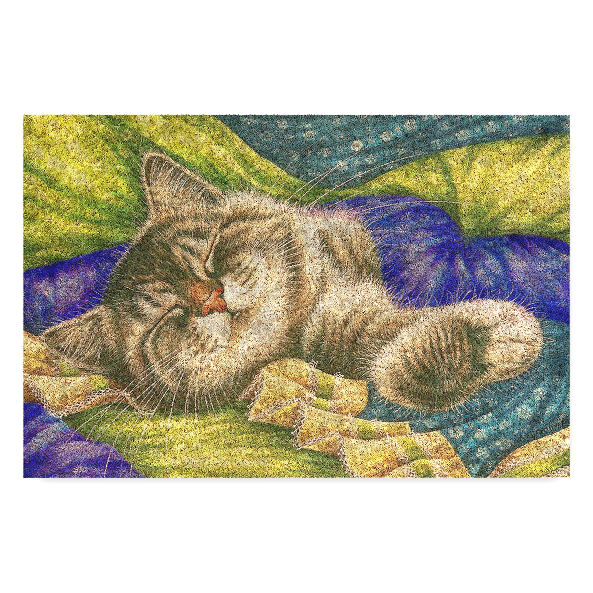 Monnhein Tasarımlı Dekoratif Kapı önü Paspas, Dış Mekan/Ev İçi/Banyo/Mutfak/Yatak Odası/Giriş Paspasları (Pastel Boyama Cat, 40x60)