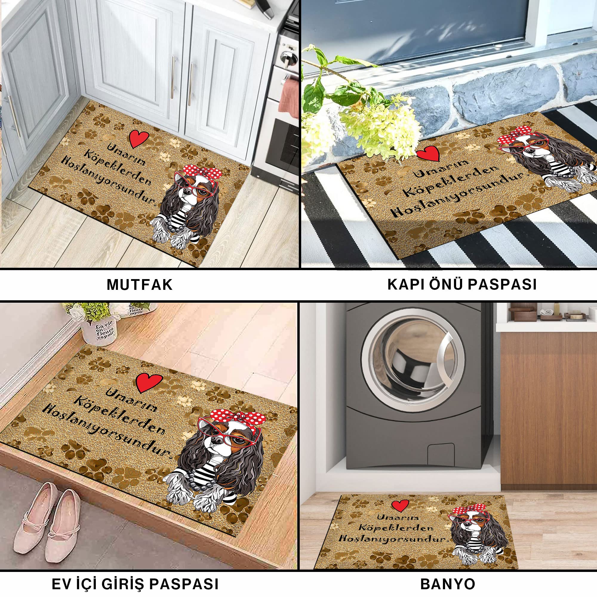 Monnhein Tasarımlı Dekoratif Kapı önü Paspas, Dış Mekan/Ev İçi/Banyo/Mutfak/Yatak Odası/Giriş Paspas