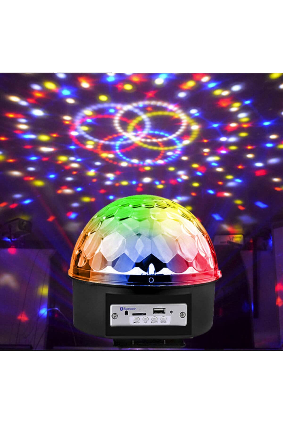 Mobee Parti Malzemesi Sese Duyarlı Bluetoothlu Led Küre Disko Topu Renkli Işıklı Lazer