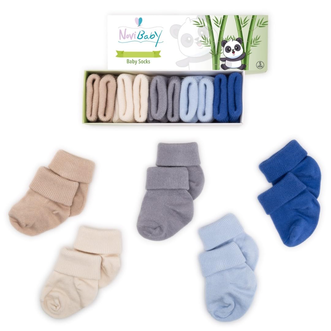 Novibaby 5'li Bambu Yenidoğan Bebek Çorap (Winter Boy, 0-6 Ay)
