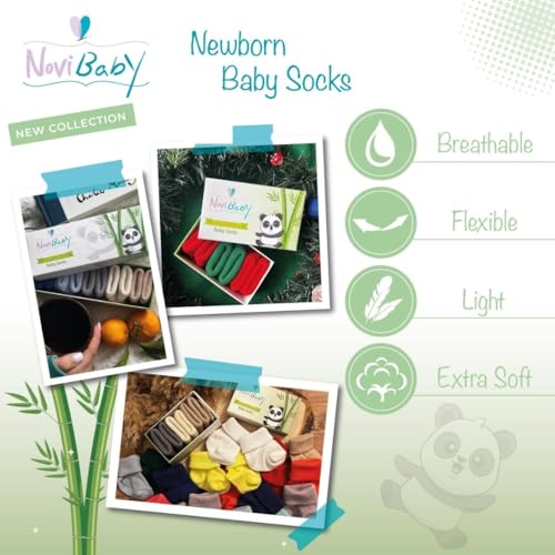 Novibaby 5'li Bambu Yenidoğan Bebek Çorap (Winter Boy, 0-6 Ay)