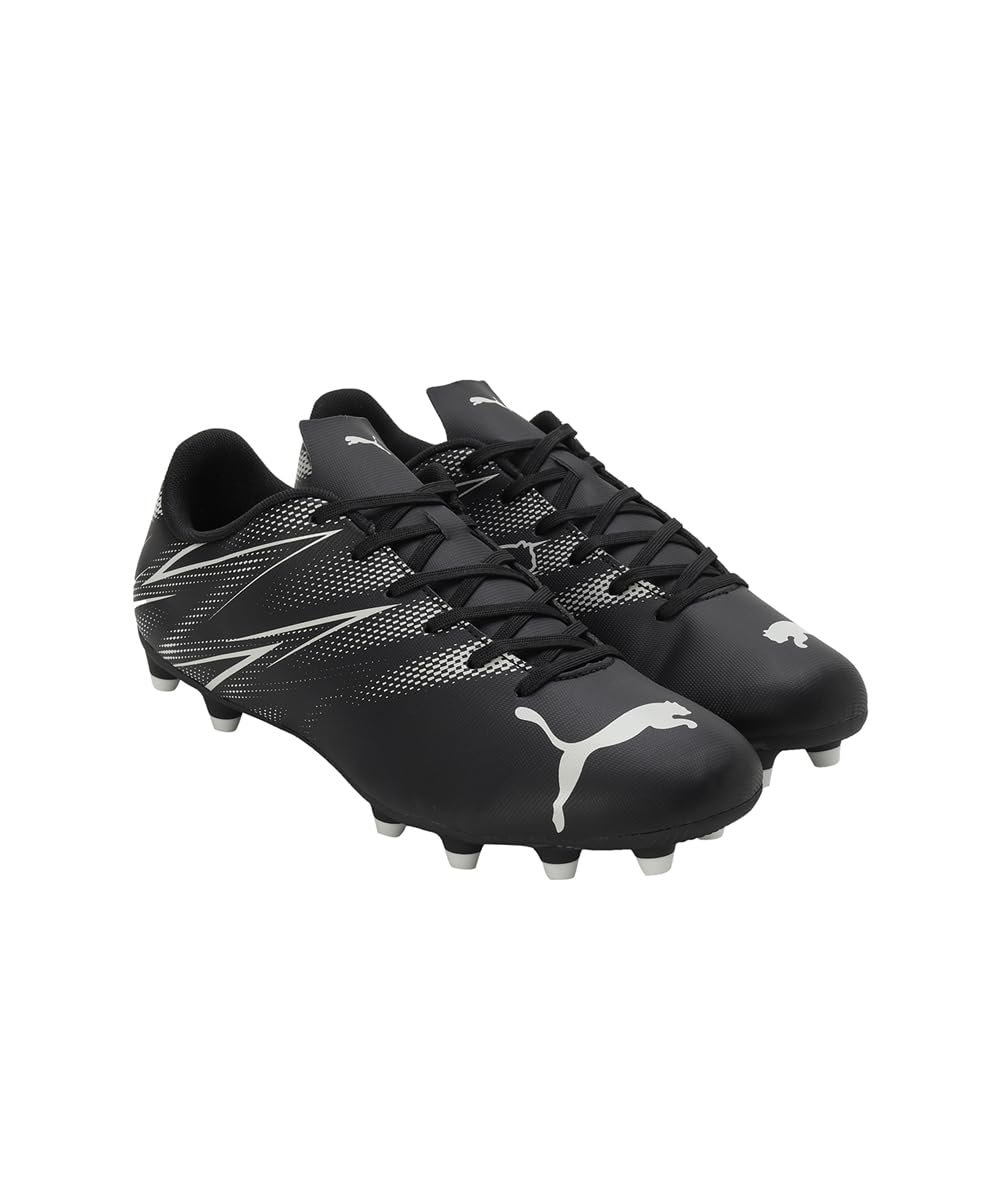 PUMA Erkek Attacanto Fg/Ag futbol ayakkabısı, Puma Siyah Gümüş Sis, 45 EU