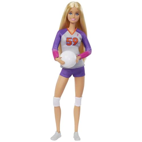 Barbie Sporcu Bebekler, üniforması ve topuyla Barbie Voleybolcu Bebek ile aksesuarları, HKT72