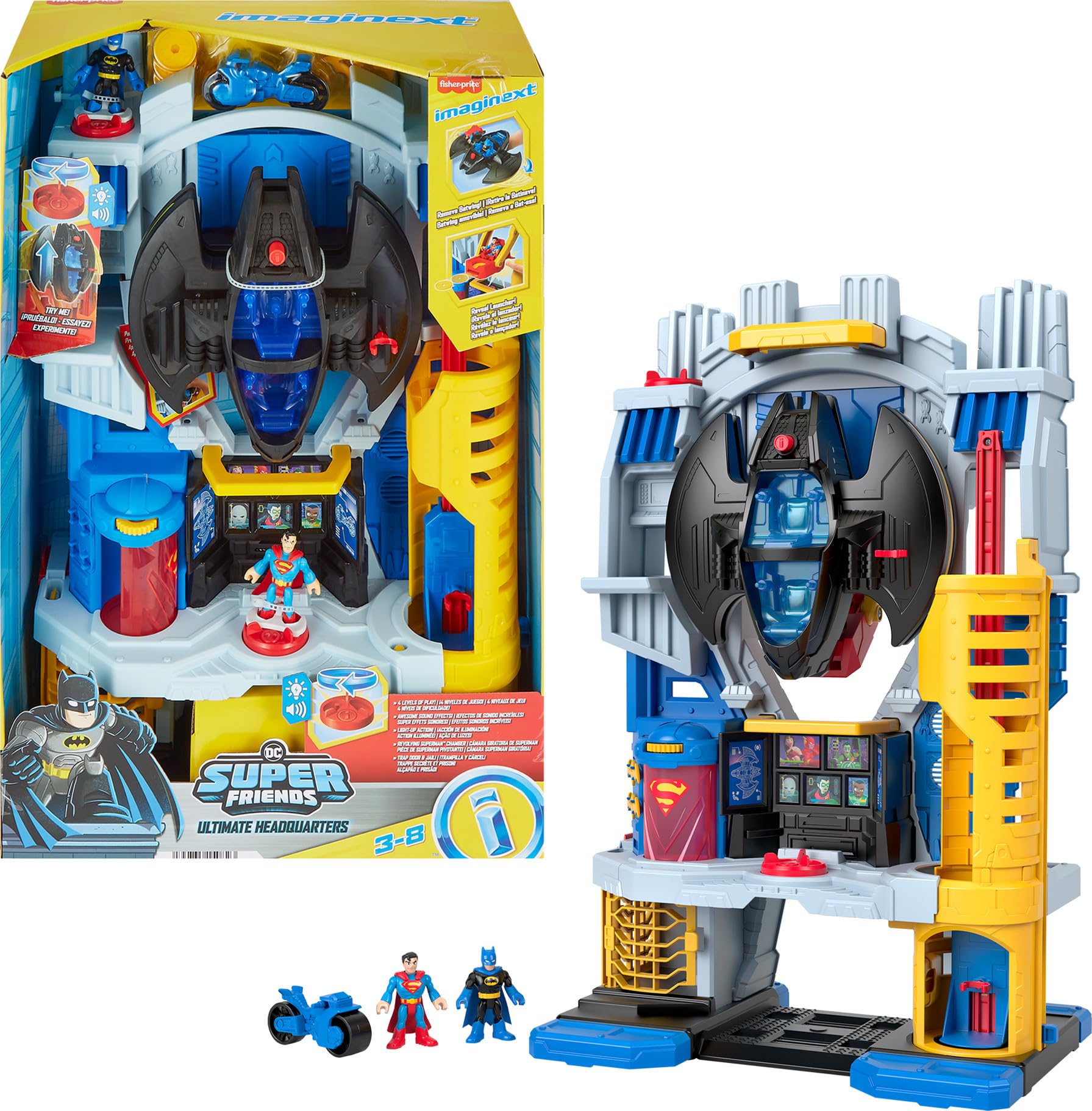 Fisher-Price Imaginext DC Super Friends™ ULTIMATE HEADQUARTERS™ Macera Seti Imaginext DC Super Friends™Ultimate HQ Macera Seti Batman Figürü, 10 Parçalık Okul Öncesi Oyuncak HNW08