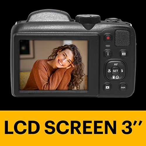 KODAK PIXPRO Astro Zoom AZ255-BK 16MP Dijital Fotoğraf Makinesi 25X Optik Zoom 24 mm Geniş Açı 1080P Full HD Video ve 3 inç LCD (Siyah)