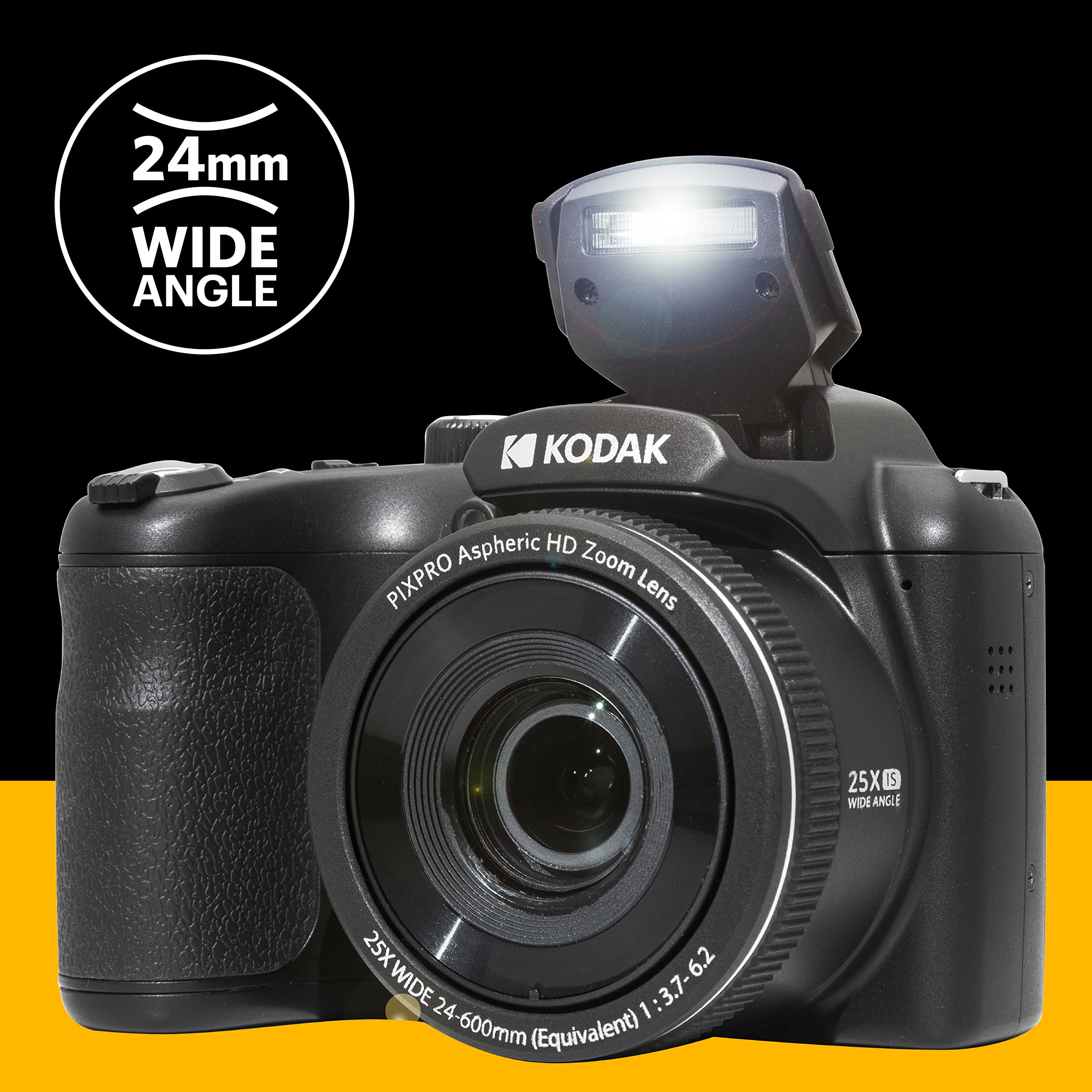 KODAK PIXPRO Astro Zoom AZ255-BK 16MP Dijital Fotoğraf Makinesi 25X Optik Zoom 24 mm Geniş Açı 1080P Full HD Video ve 3 inç LCD (Siyah)