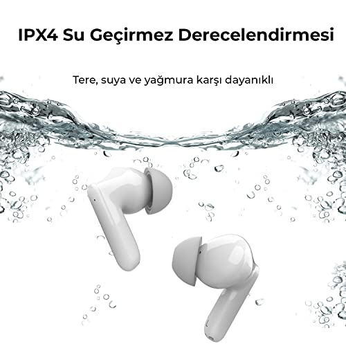 Bix TW1 Soundcraft ANC & ENC Aktif Gürültü Önleyici, Şeffaf Mod, Bluetooth 5.2 Suya Dayanıklı IPX4, iOS Android için Kulak içi TWS Kulaklık Beyaz