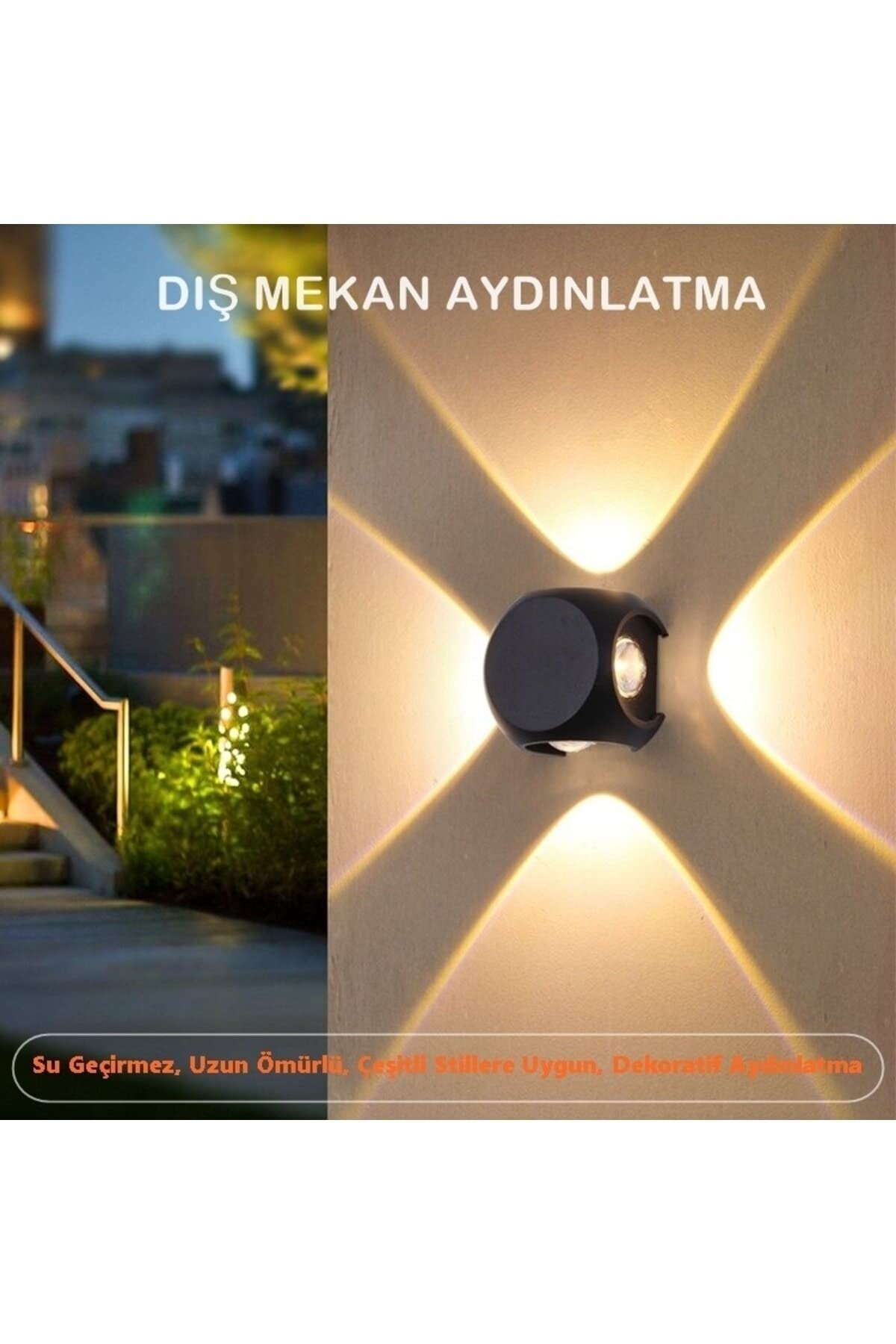 Modern Dış Mekan Aydınlatma 8 Watt Dört Yönlü Dekoratif Aydınlatma Cata Star Led Aplik HSPLİNM-3341