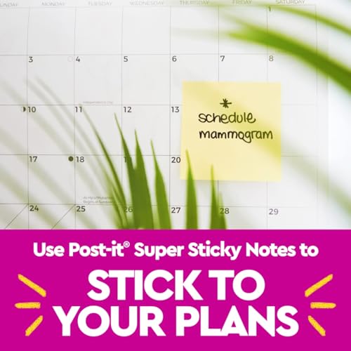 Post-it%100 Geri Dönüşümlü Kağıt Süper Yapışkan Notlar, Kanarya Sarısı, 3 inç x 3 inç, 5 Yapışkan Not Defteri, Her Ped için 70 Yaprak, Okul Malzemeleri ve Ofis Ürünleri