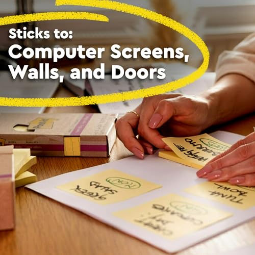 Post-it%100 Geri Dönüşümlü Kağıt Süper Yapışkan Notlar, Kanarya Sarısı, 3 inç x 3 inç, 5 Yapışkan Not Defteri, Her Ped için 70 Yaprak, Okul Malzemeleri ve Ofis Ürünleri