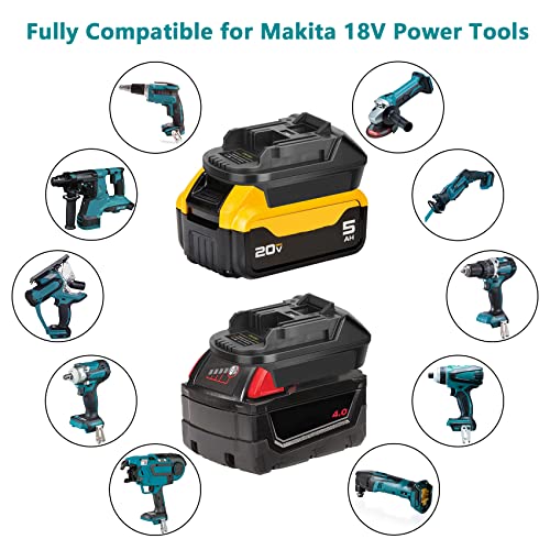 KUNLUN DM18M Pil Adaptörü Makita 18V Aletler için Dewalt 20V Pil ve Milwaukee M18 18V Pil Makita 18V Pil BL1830 BL1840 BL1850 USB Şarj Portu ile (Sadece Çıplak Adaptör)