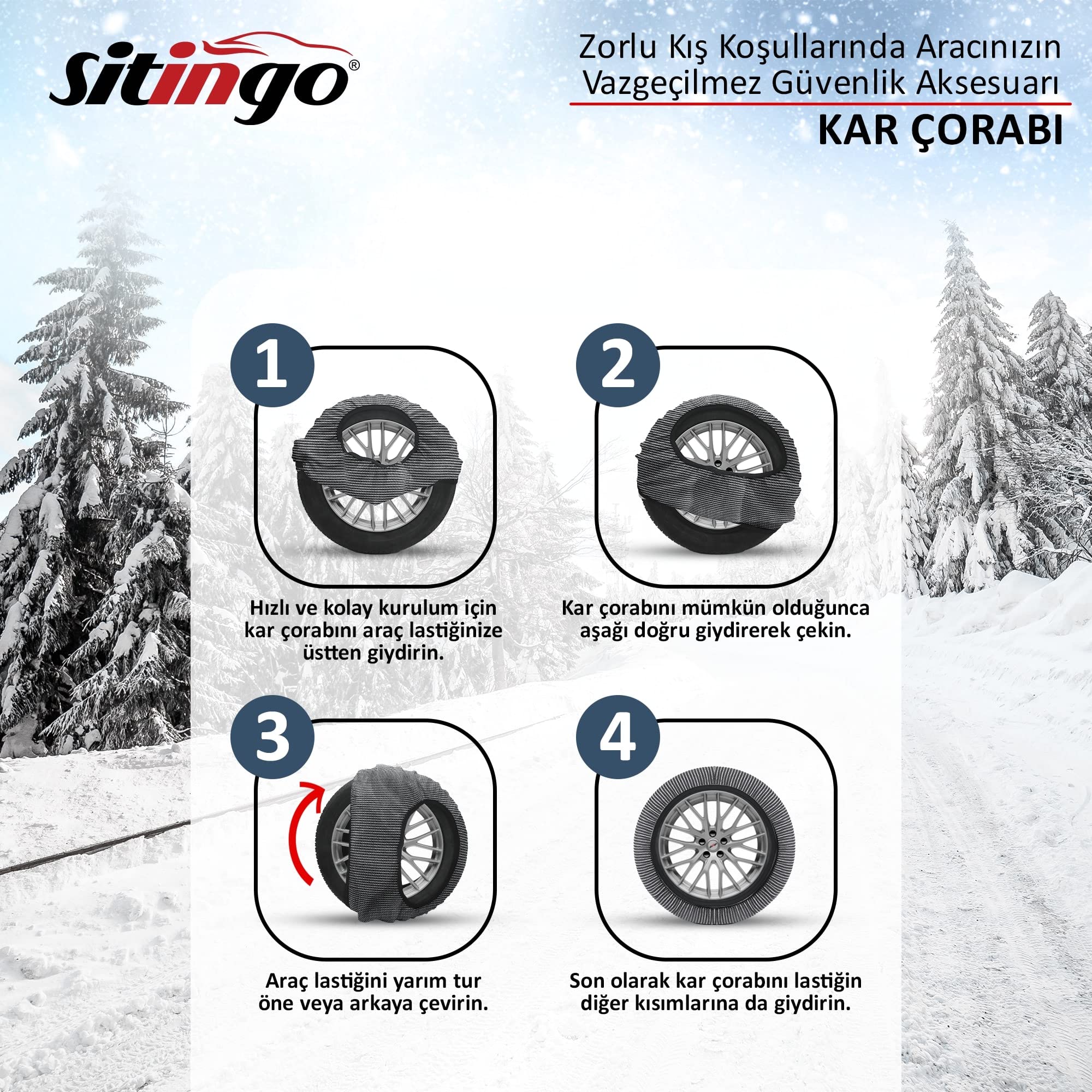 Sitingo Oto Lastik Kar Çorabı Performance Series (XLarge)
