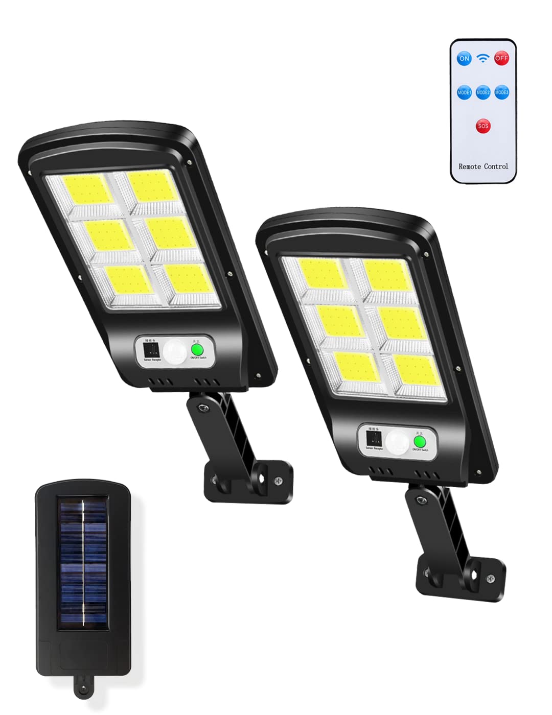 MAGIC SELECT Güneş Sokak Lambası 120 LED (2 adet). LED Dış Mekan Lambası, IP65 Bahçe, Teras, Giriş, Garaj için Suya Dayanıklı Güneş Işığı.