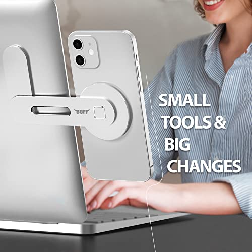 BUFF BL16 MagSafe Uyumlu Laptop Telefon Tutucu Gümüş, Mıknatıslı Bilgisayar Ekran Tutucu