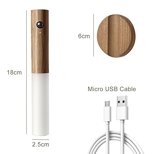 WORLUDE USB ile şarj edilebilir duvar lambası, ahşap, iç mekan, hareket sensörlü, indüksiyonlu, pill