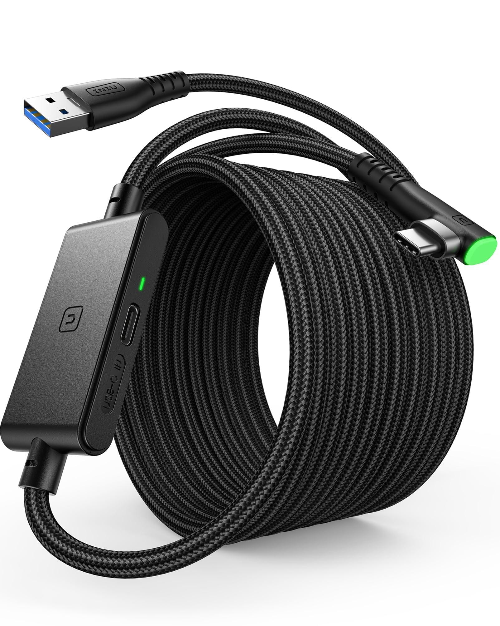 INIU Oculus Quest 2/Pro için 16FT Bağlantı Kablosu, Yüksek Hızlı Aktarım Bağlantı Kablosu, Ultra Dayanıklı Güç için Ayrı Şarj Bağlantı Noktalı VR, USB 3.0 Tip A'dan C'ye Kablo VR Kulaklık Aksesuarları ve Oyun Bilgisayarı için