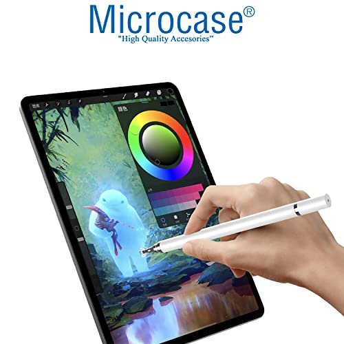 Microcase Universal Telefon Tablet iPad 2in1 Disk Uçlu Stylus Pen Dokunmatik Kalem - AL3463 (Beyaz)
