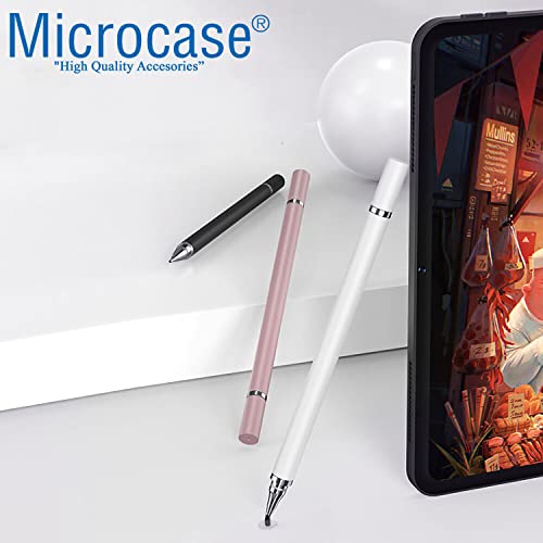 Microcase Universal Telefon Tablet iPad 2in1 Disk Uçlu Stylus Pen Dokunmatik Kalem - AL3463 (Beyaz)