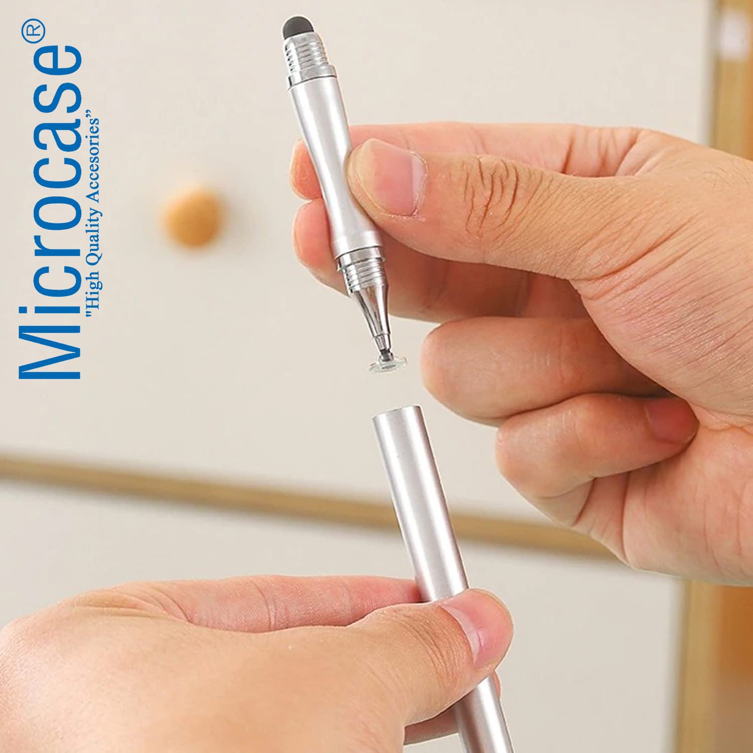 Microcase Universal Telefon Tablet iPad 2in1 Disk Uçlu Stylus Pen Dokunmatik Kalem - AL3464 (Siyah)