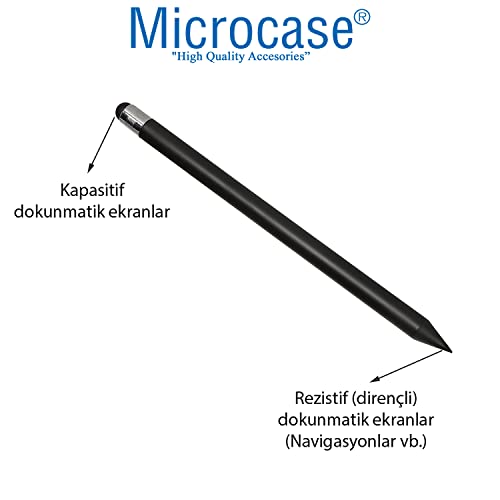 Microcase Universal Telefon Tablet Navigasyon 2in1 Stylus Pen Dokunmatik Kalem - AL3465 (Siyah)