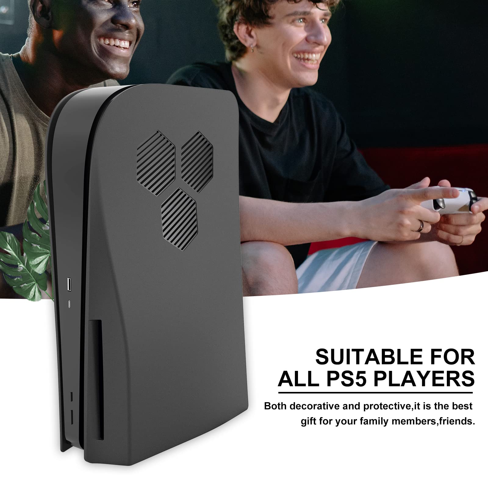PS5 Console Face Plates, Playstation 5 Accessories with Fan Vents Faceplate，with Dust Filter for Cooling Vents，Shockproof ABS Shell Cover Case - Disc Edition