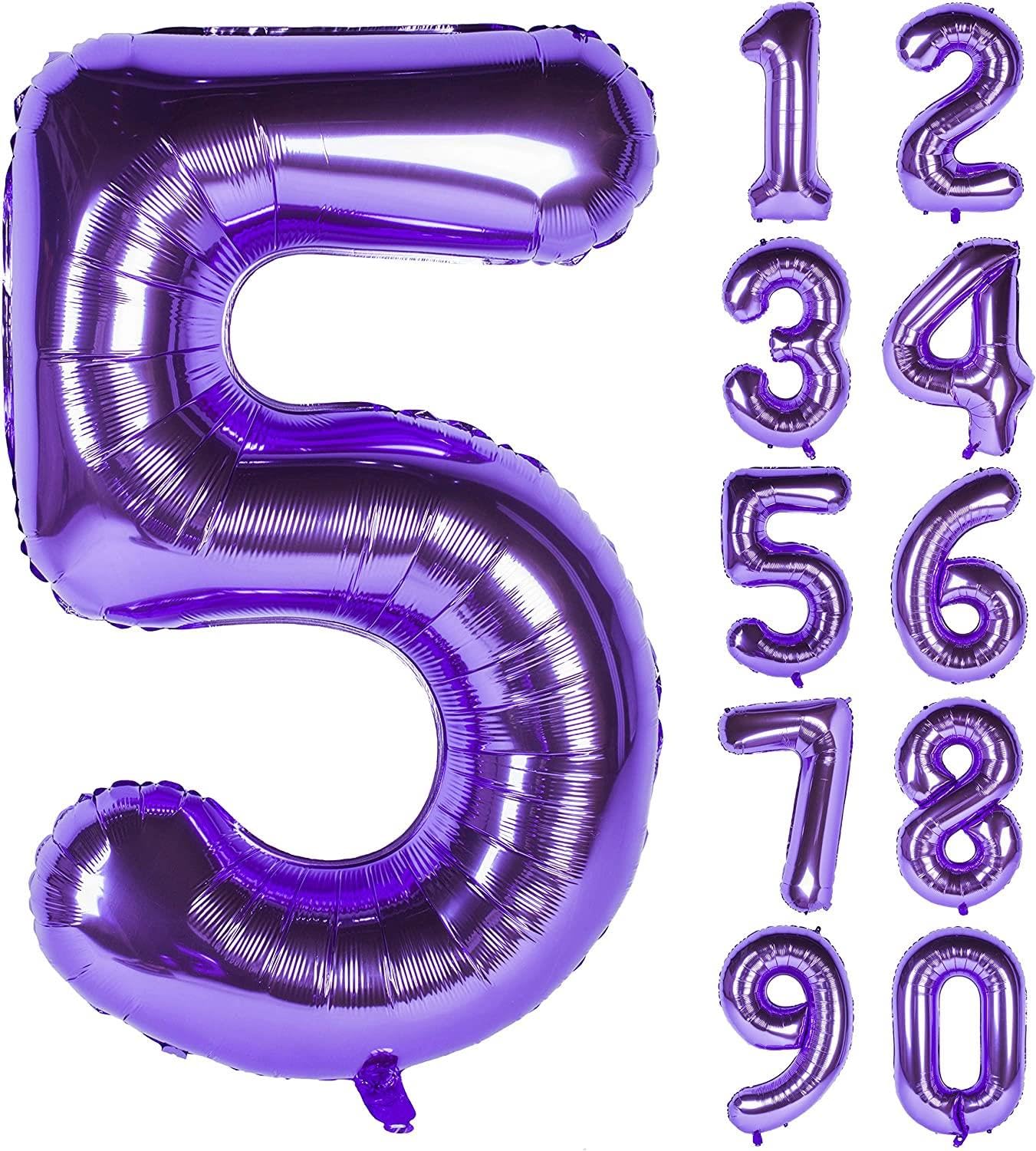 Rakam Folyo Balon 34 inç 76-82 cm (Mor, 5)