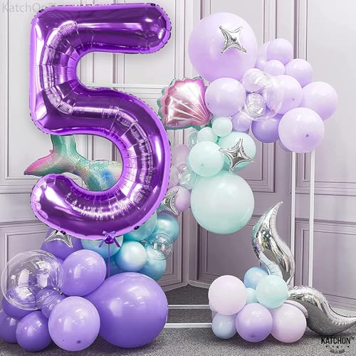 Rakam Folyo Balon 34 inç 76-82 cm (Mor, 5)