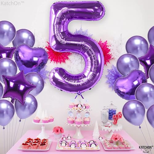 Rakam Folyo Balon 34 inç 76-82 cm (Mor, 5)