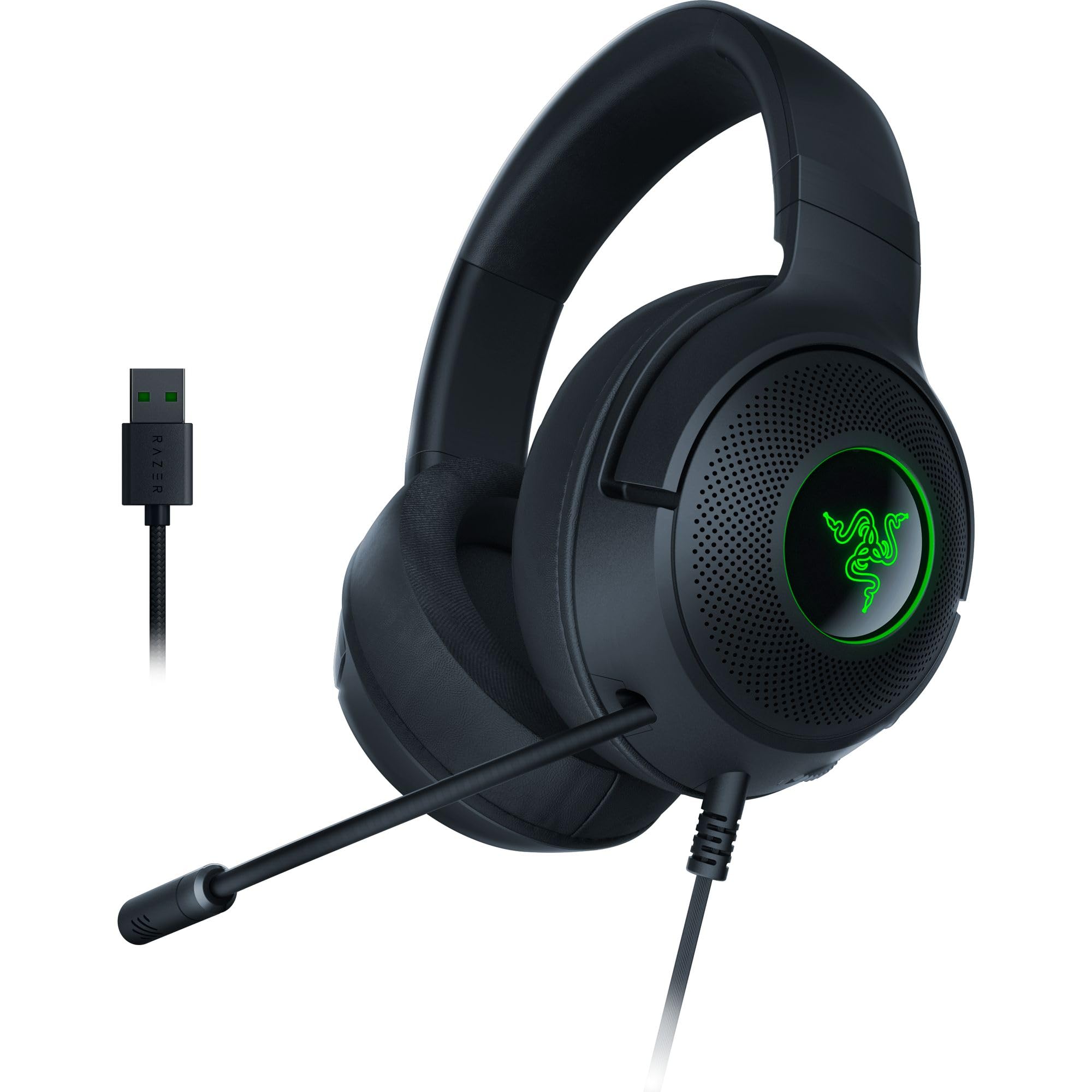 Razer Kraken V3 X Kablolu USB Oyun Kulaklığı: Hafif Yapı - Triforce 40mm Sürücüler - HyperClear Kard