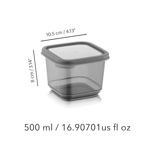 Meleni Home, 12'li Etiketli Kapaklı Kare Erzak Saklama Kabı Antrasit 12 x 0.50 Lt