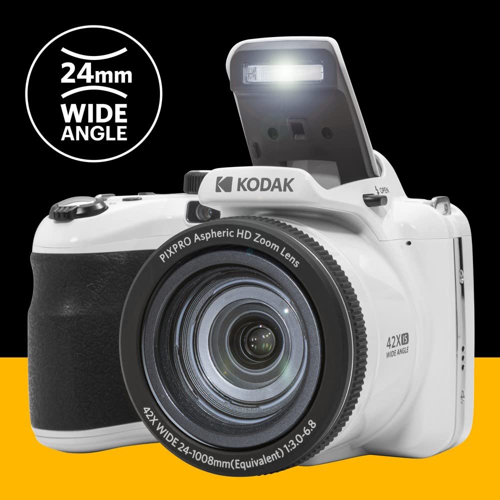 KODAK PIXPRO Astro Zoom AZ425 Dijital Fotoğraf Makinesi -20MP, 42x Optik Zoom, 3 inç LCD Ekran, 1080P Full HD Video, 24mm Geniş Açı (Beyaz)