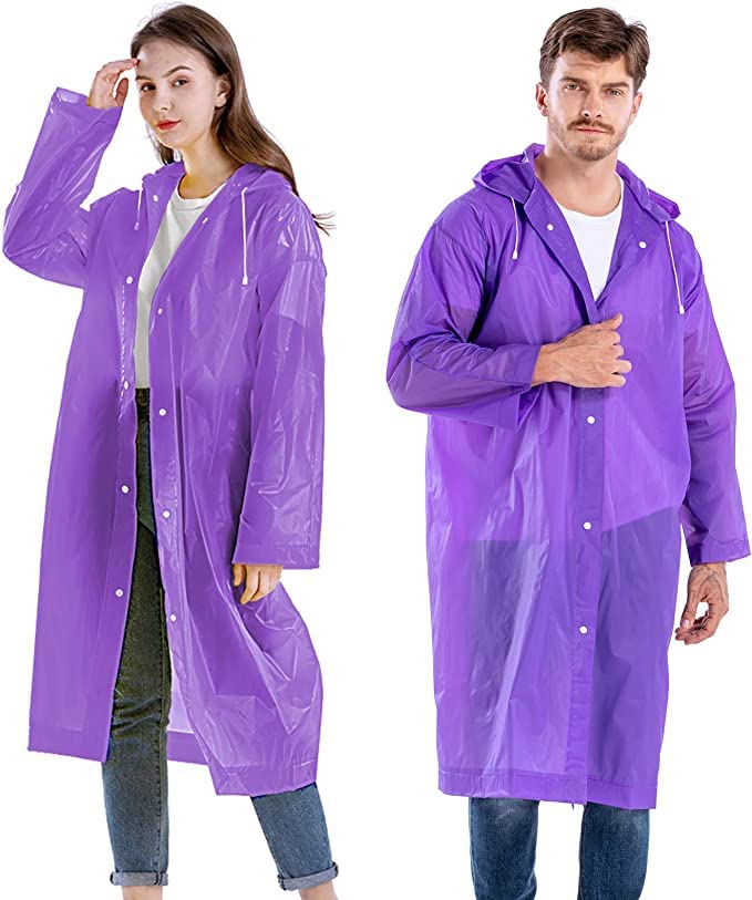 KKDSTOCK Work Safety Equipment Panço yağmurluk, üniseks, tekrar kullanılabilir, şeffaf, PEVA taşınabilir, su geçirmez yağmurluk, nefes alır, seyahat, yürüyüş, bisiklet ve kamp için (Mor)