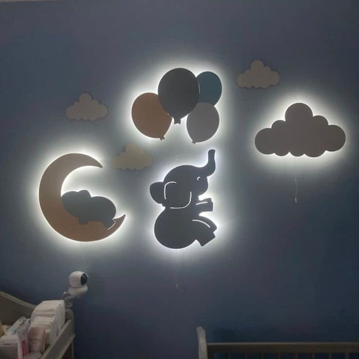 Windly Concept Bebek Odası Çocuk Odası Gece Lambası Seti Beyaz mavi