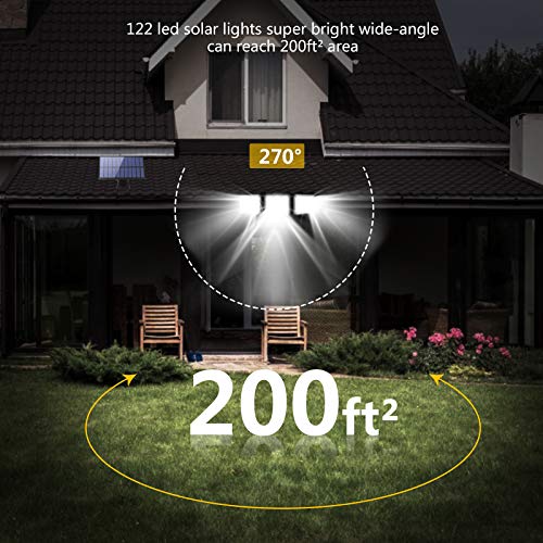 Dış mekan için solar lamba, hareket sensörlü, LED, 3 ayarlanabilir başlıklı, 270° geniş açılı, IP65 su geçirmez, 16,5 ft kablolu, iç ve dış mekanlar için uygundur
