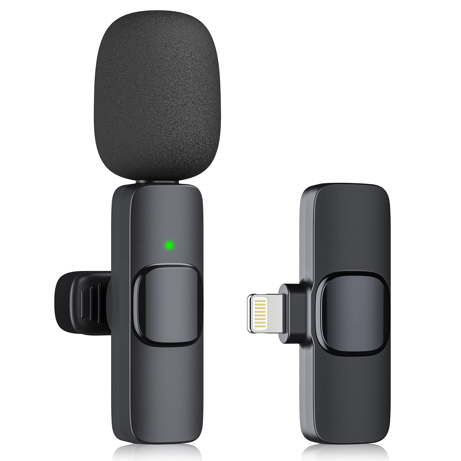 Kopdkes Profesyonel kablosuz yaka mikrofonu iPhone iPad, Plug-Play 2.4G Ultra Düşük Gecikme-Dahili Gürültü Azaltma Çip Yaka Mikrofon Röportaj, Podcast, Vlog, YouTube