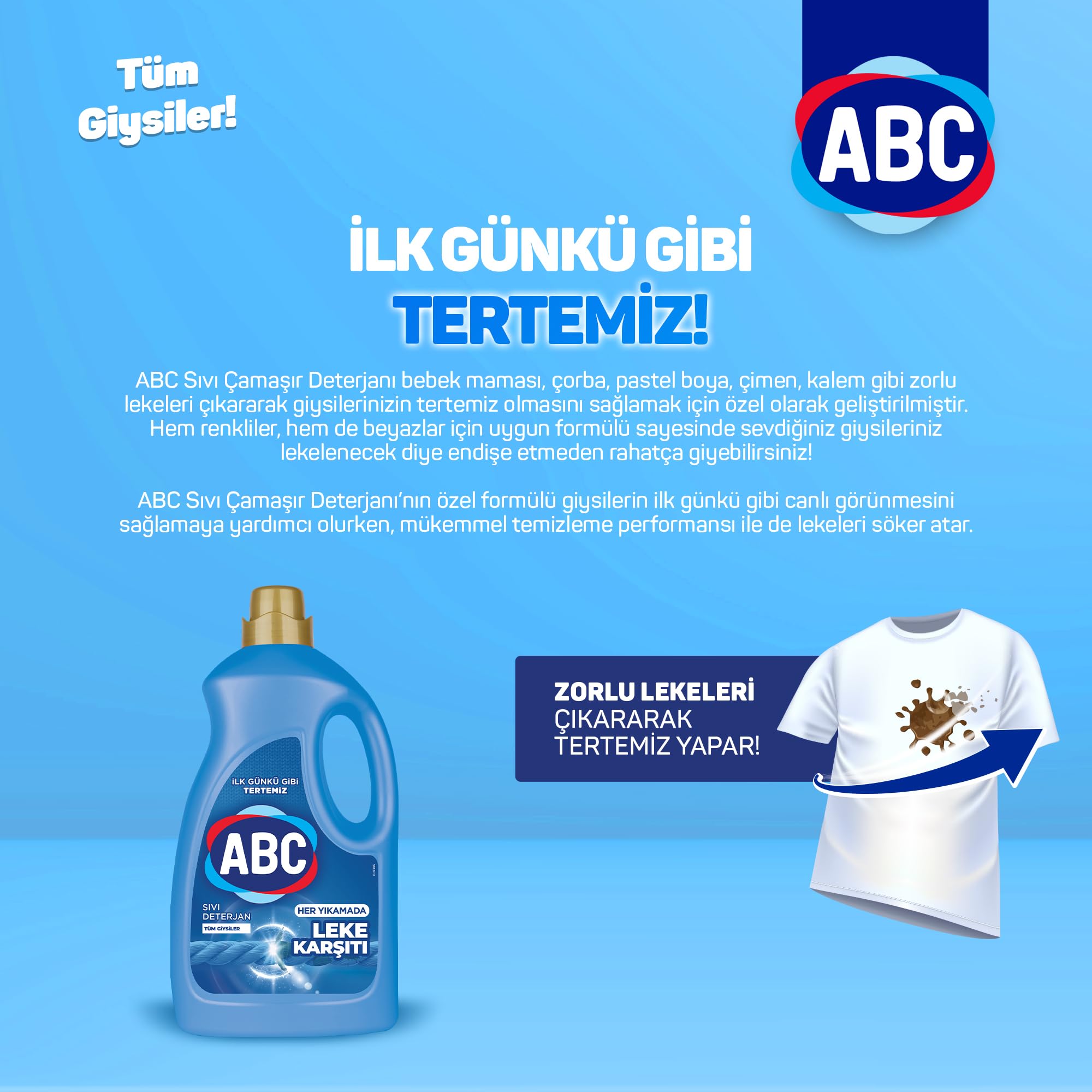 ABC DETERJAN Sıvı Çamaşır Deterjanı Leke Karşıtı 3 L