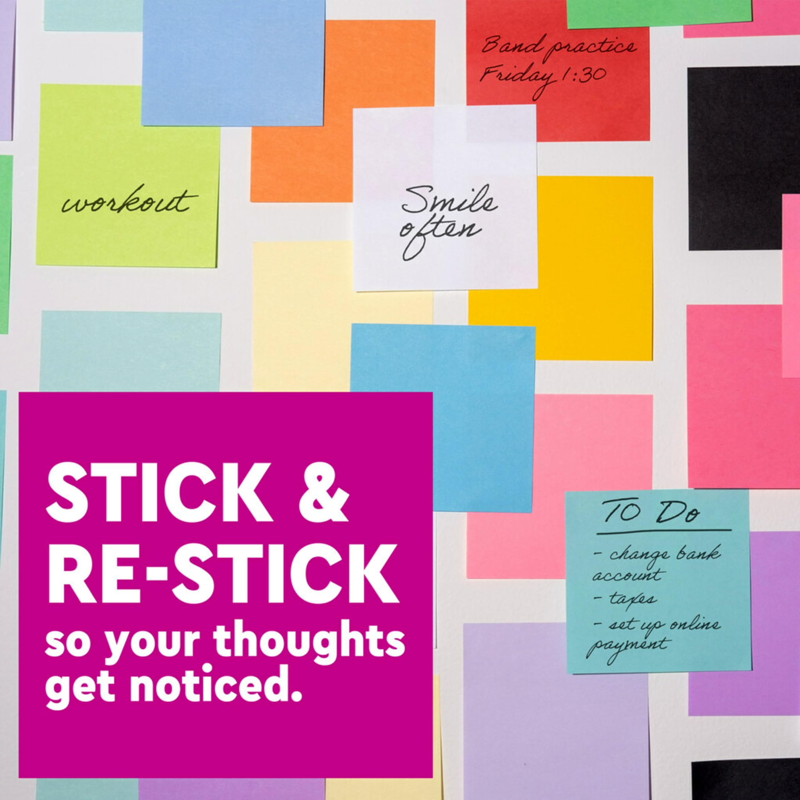 Post-it Süper Yapışkan Notlar, 5 Yapışkan Not Kağıdı, 7,6 x 7,6 cm, Okul Malzemeleri, Ofis Ürünleri, Dikey Yüzeyler, Monitörler, Duvarlar ve Pencereler için Yapışkan Notlar, Pink Salt