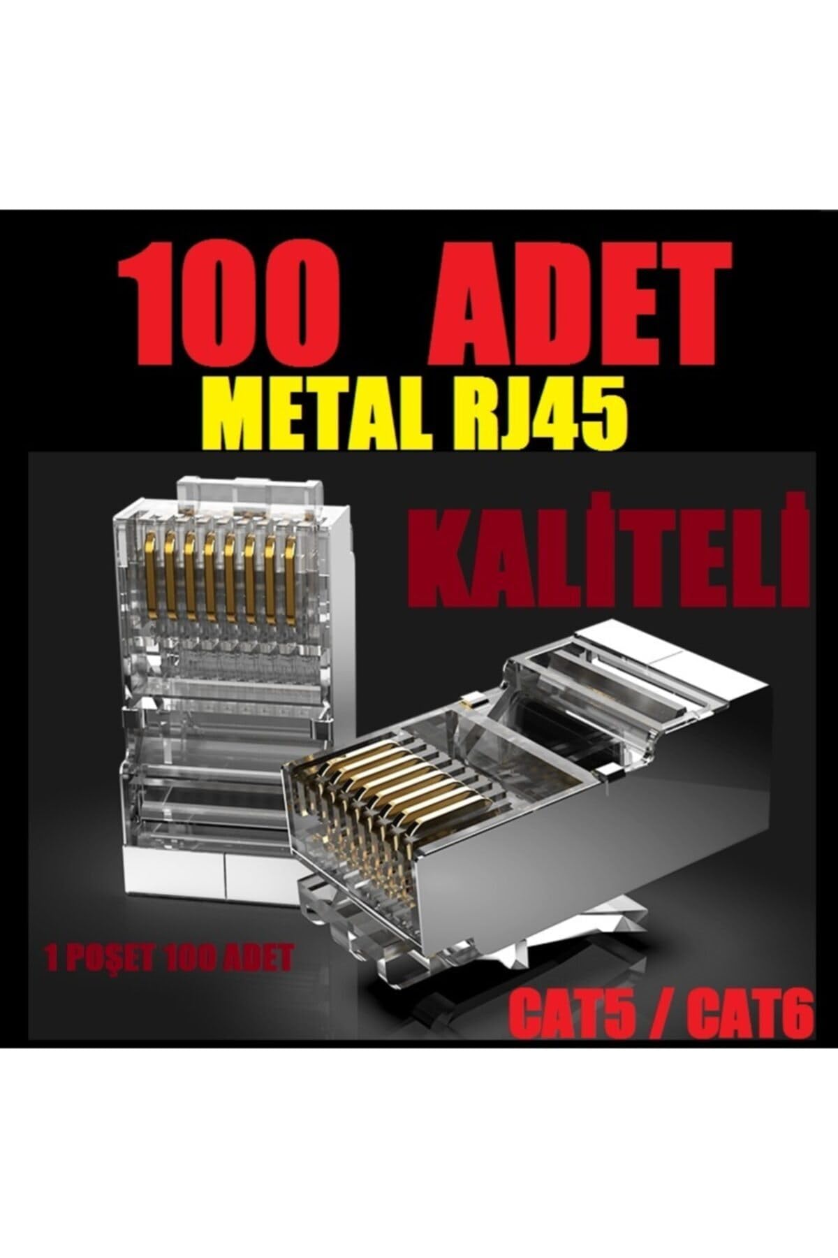 ATA ELEKTRONİK Kaliteli - Metal Korumali Cat5 Cat6 Ethernet Internet Kablo Soketi Konnektörü 8P8C Rj45 Jack Jak Uç