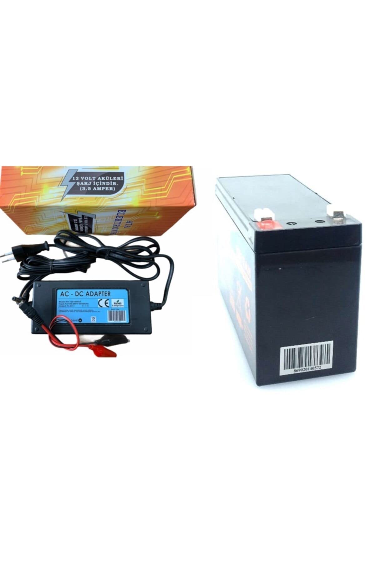 ATA ELEKTRONİK Çocuk Oyuncak Araba Araç 12V 9Ah 12 Volt 9 Amper Akü + 3,5 Amper Akü Şarj Cihazi Adaptör Set
