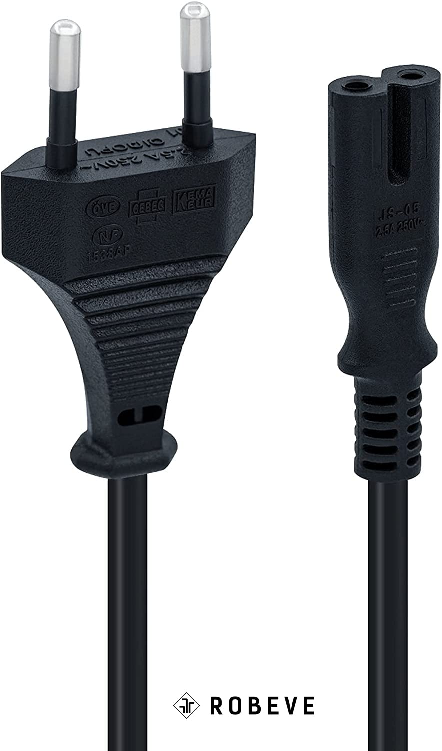 ROBEVE PS3 / PS4 / PS5 / XBox Series S-X Uyumlu Güç Kablosu 1.5 Metre 2Pin Güç Kablosu Projeksiyon - Monitör - Tv Universal 2Pin Güç Kablosu