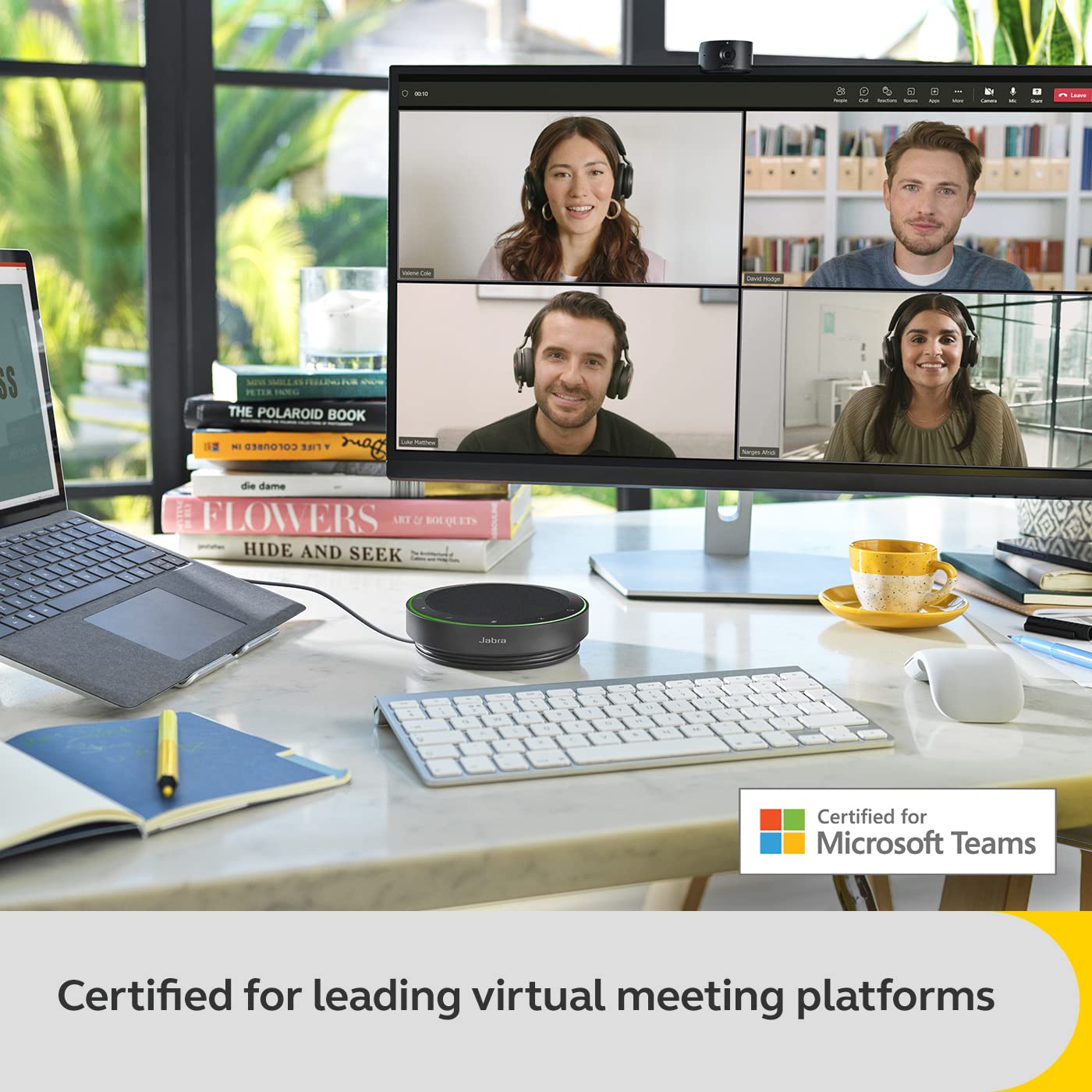 Jabra Speak2 75 Kablosuz Bluetooth Hoparlör - 4 Gürültü Önleyici Mikrofonlu Taşınabilir Hoparlör, 65 mm Tam Aralıklı Hoparlörler ve Süper Geniş Bant Ses - Sertifikalı Microsoft Teams Hoparlörü - Koyu