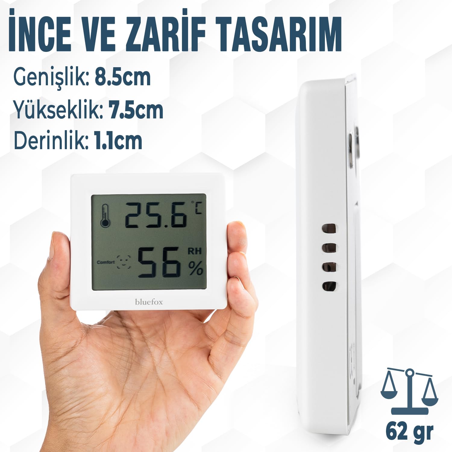 Bluefox Dijital Oda Termometresi ve Nem Ölçer – LCD Ekranlı, Kompakt Higrometre, İç Mekan Sıcaklık ve Nem Takibi, Mıknatıslı & Ayaklı & Duvar Tipi Kullanım – Mutfak, Bebek Odası, Ofis, Sera için Uygun