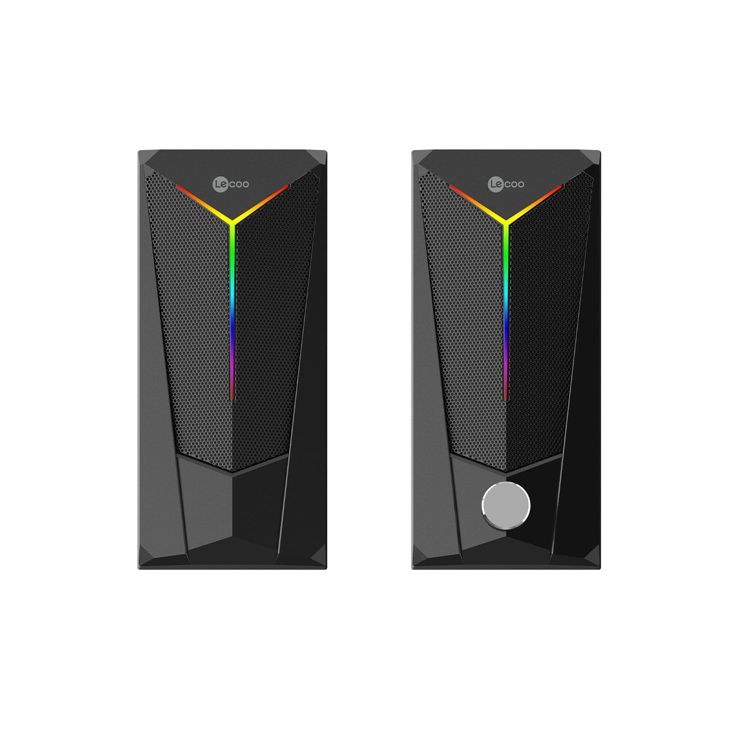 Lecoo DS104 Kablolu USB + 3.5mm Jack Girişli, 6W Yüksek Çözünürlüklü Ses, RGB Aydınlatmalı PC/Tablet/Laptop/TV/Telefon Tak Çalıştır Kolay Kurulum Kompakt Masaüstü Hoparlör Siyah