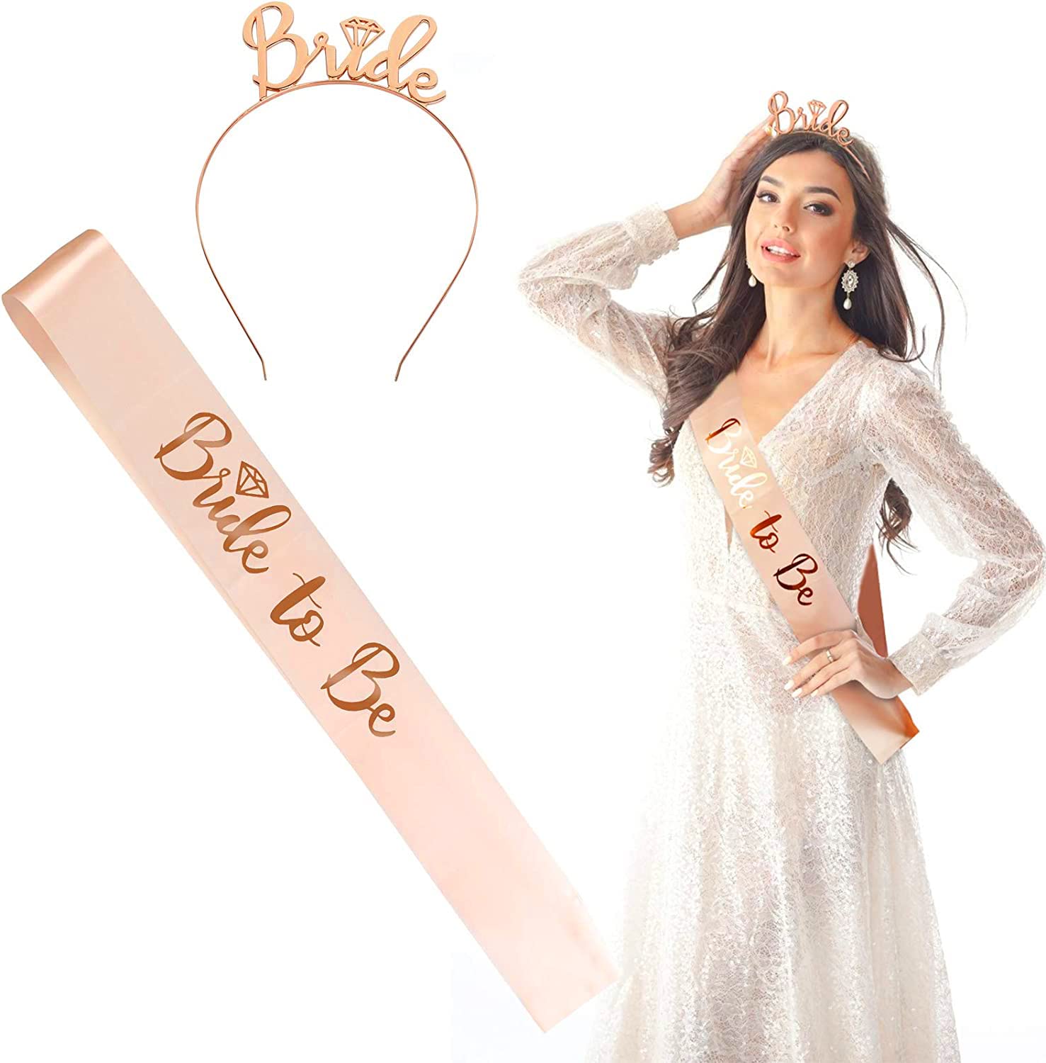Rwekdza Pembe altın bekarlığa veda partisi dekorasyon seti Bride to Be kuşak dekorasyon bekarlığa veda partisi aksesuarı taçlı saç bandı taç gelin kuşak kız arkadaş için gece partisi