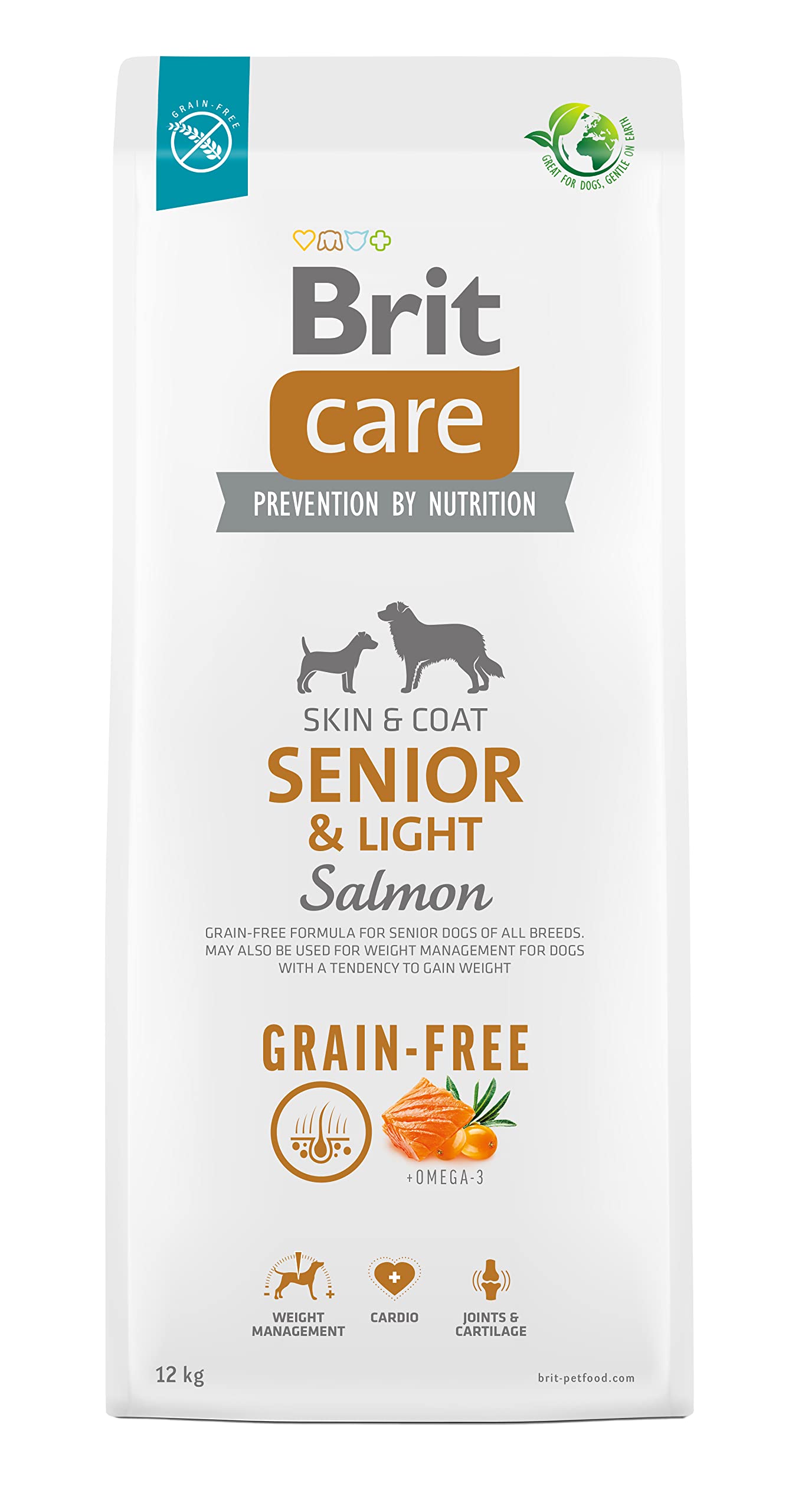 Brit Care Senior & Light, Kilo Kontrolü Ve Deri - Tüy Hassasiyeti Olan Yaşlı Köpekler İçin, Tahılsız, Somon Balıklı Kuru Mama, 12 kg