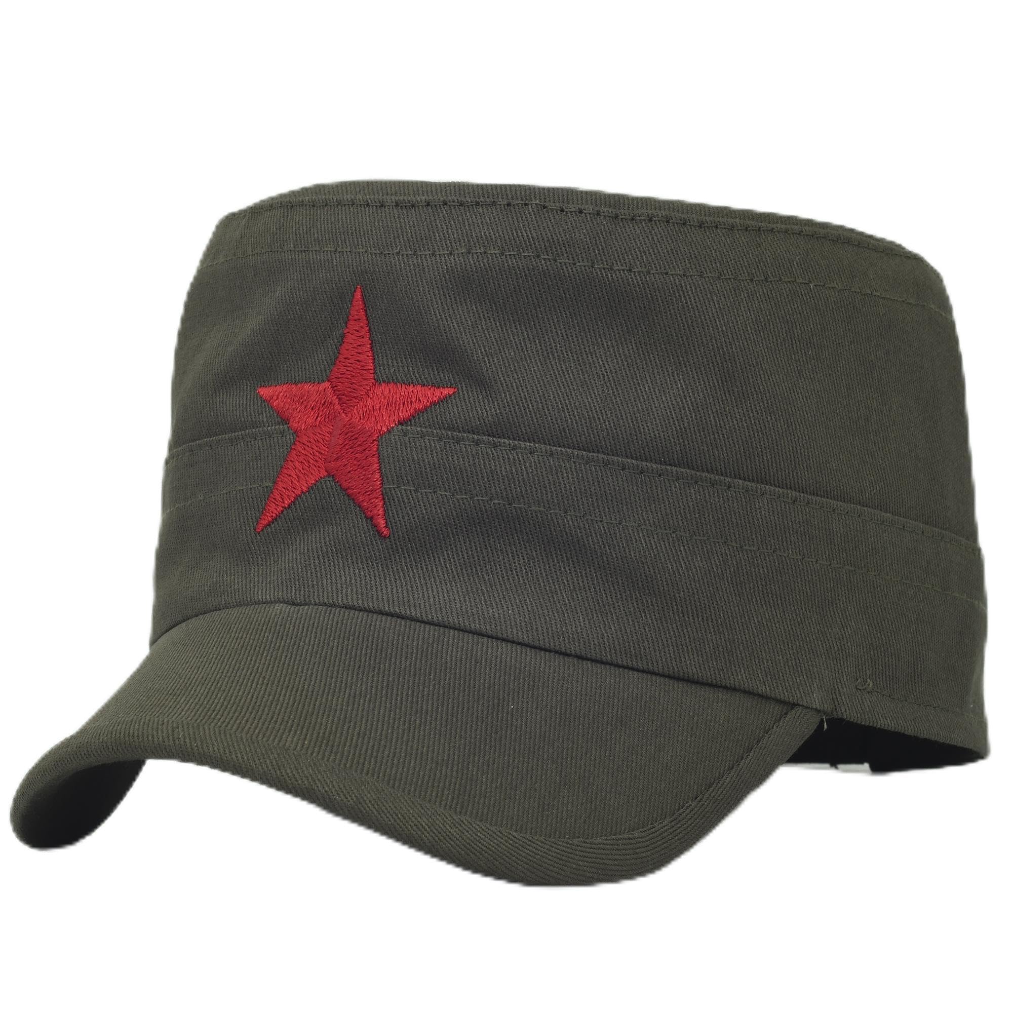 Yıldızlı Fidel Castro Che Guevara Şapkası Yeşil Renk