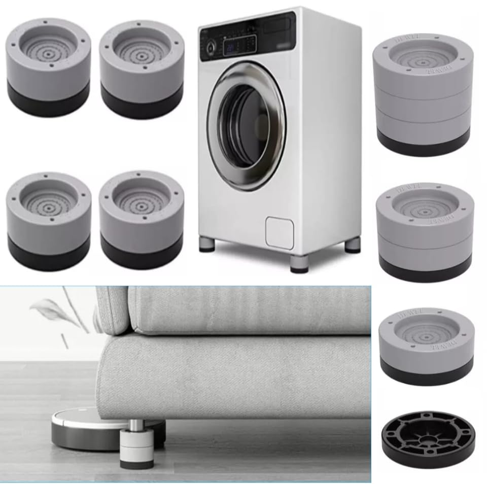 TİNEKE Beyaz eşya ayağı Çamaşır Makinesi Mobilya Titreşim Önleyici Kaydırmaz ve yükseltici 4 lü set (6 cm)