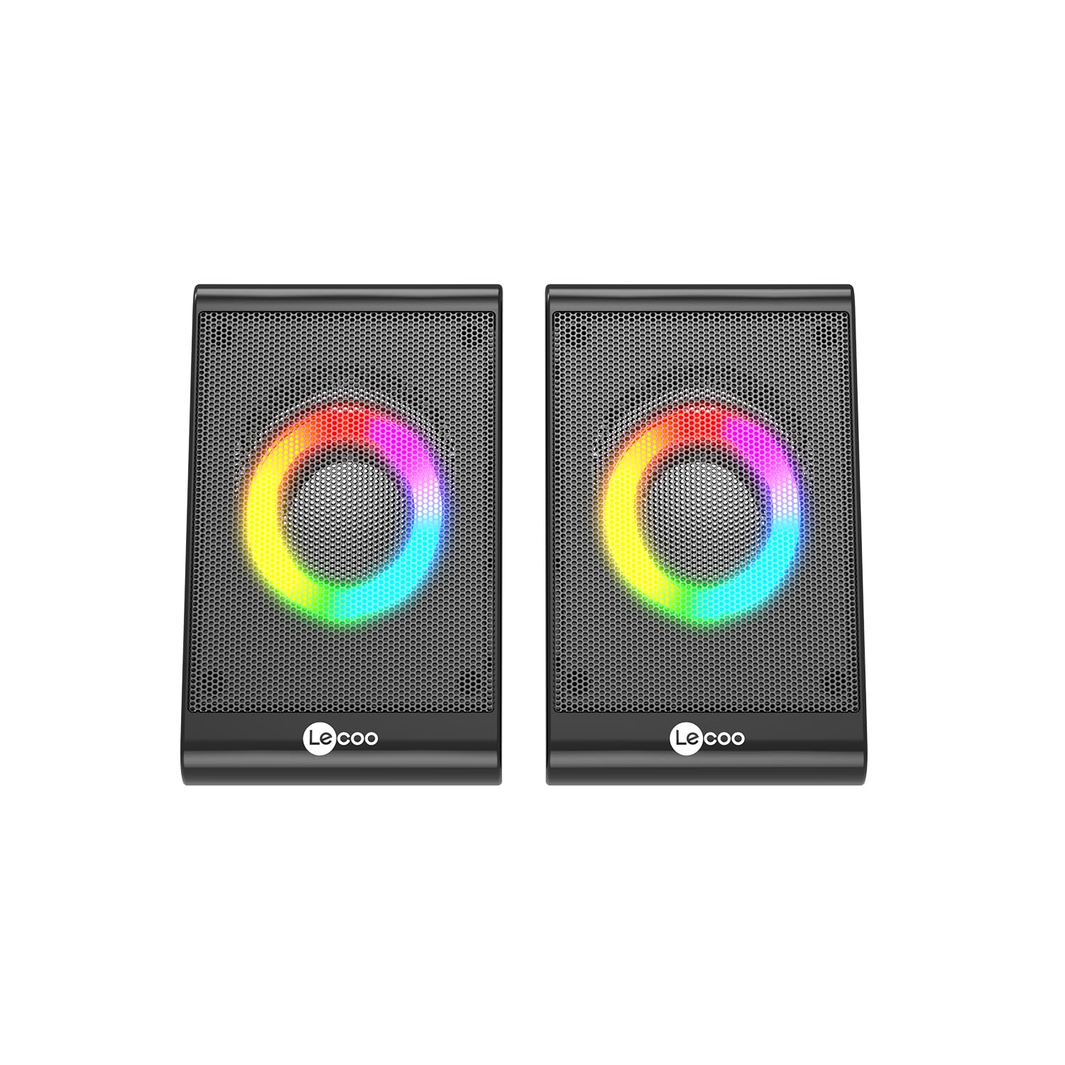 Lecoo DS100 Kablolu (USB+3.5mm) 1+1 Stereo Surround Ses 6W RGB Aydınlatmalı Gelişmiş Ses ve Tak Çalıştır Kolay Kurulum Soundbar 410g Kompakt Masaüstü Hoparlör Siyah (Çifti Olarak Satılır)