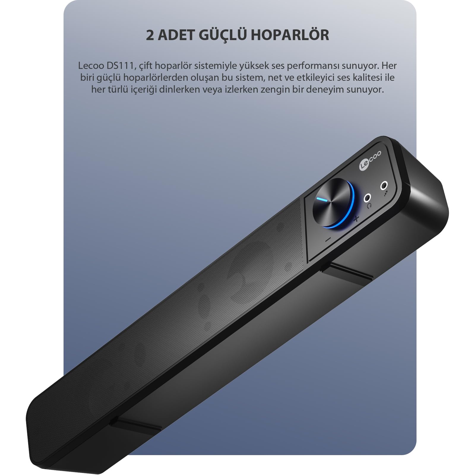 Lecoo DS111 6W Kablolu Hoparlör - USB+3.5mm Jack Bağlantısı, Masaüstü, PC, TV, Laptop Uyumlu, Tak Çalıştır Kolay Kurulum, 360° Surround Ses, Soundbar Taşınabilir Speaker Hoparlör Siyah