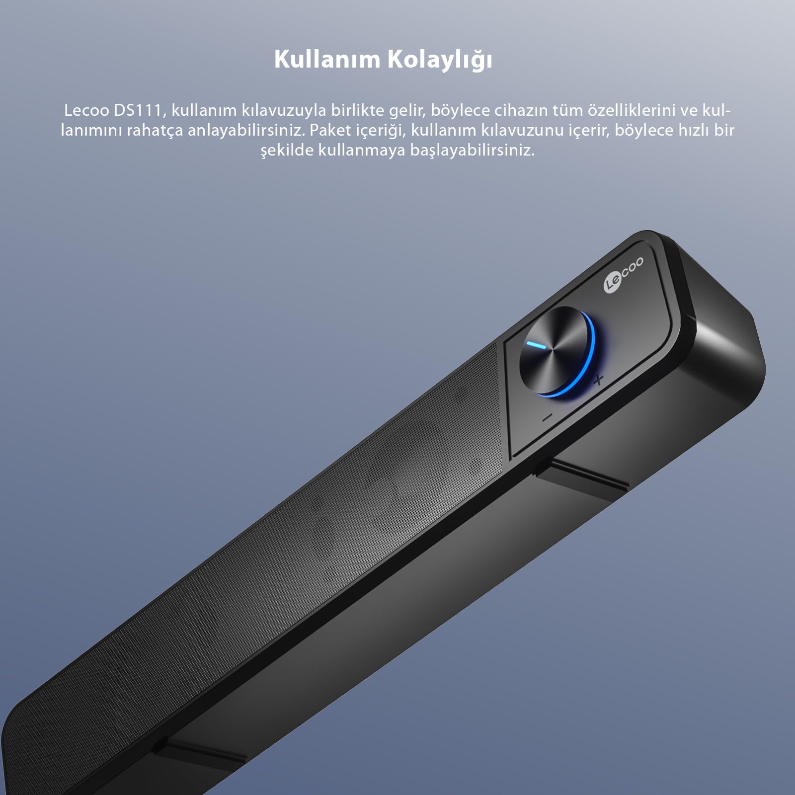 Lecoo DS111 6W Bluetooth + Kablolu Hoparlör - Bluetooth ve Kablolu Kullanım, Masaüstü, PC, TV, Laptop Uyumlu, 360° Surround Ses, 10m Kullanım Mesafesi, Soundbar Taşınabilir Speaker Hoparlör Siyah